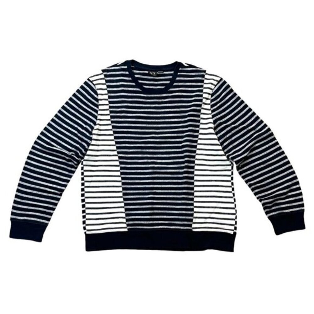 Armani Exchange Crew Neck Striped Knit Pullover Sweater Men's XXL Black White